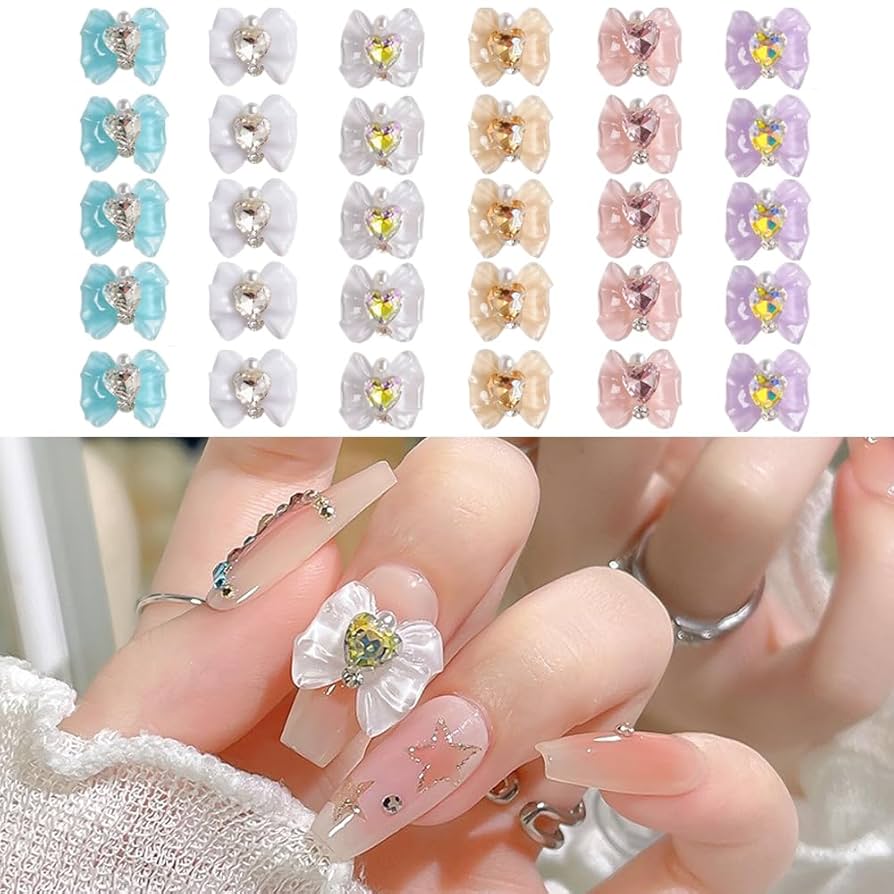 Amazon.co.jp: LOYELEY ネイルパーツ リボン 約30個セット 6色
